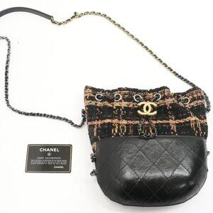 Chanel Gabrielle Bucket Tweed Black/Brown/Orange Crossbody Small Bag
